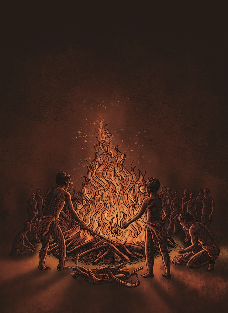 아프리카 말라위에서 성인 여성을 화장하는 모습을 상상한 그림. /사진 애리조나주립대