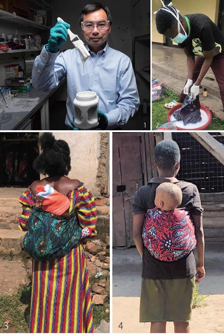 1 미국 퍼듀대의 슈린 루안 교수는 약품과 화장품을 희게 하는 물질인 황산바륨으로 세상에서 가장 흰 페인트를 개발했다. 이 페인트는 햇빛 98.1%를 반사해 정오에
주변보다 온도를 13.3도 낮췄다./사진 퍼듀대 2 우간다에서 아기 포대기를 살충제 퍼메트린 0.5% 용액이나 물로 처리하고 있다. 3, 4 퍼메트린으로 처리한 포대기를 사용한 결
과, 물을 적신 포대기보다 말라리아 감염이 3분의 2나 감소했다. /사진 '뉴잉글랜드 저널 오브 메디슨'