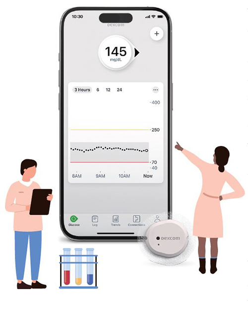 덱스콤 G7 앱과 센서. /사진 덱스콤