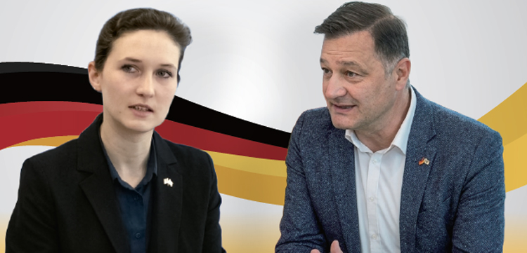 (좌) 카타리나 비클렌코 독일무역투자진흥처(GTAI) 한국 대표 - 독일 튀빙겐대 중국학(한국학 부전공), 튀빙겐대 중국학 석사, 전 GTAI 동아시아 담당 매니저
(우) 안토니오 란다조 주한 독일상공회의소(KGCCI) 독일 회장 - 독일 슈투트가르트 응용과학대 공학 석사, 현 스타트럭코리아 최고경영자(CEO), 전 다임러트럭 동남아시아(DCVSEA) 세일즈·마케팅 담당 부사장 /사진 KGCCI