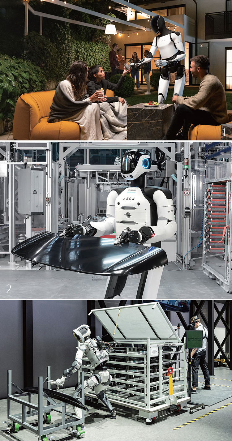 1 테슬라의 휴머노이드 옵티머스. /사진 테슬라 2 BMW 독일 공장에 투입된 헥사곤의 휴머노이드. /사진 BMW  3 CES 2026 현대차그룹 전시관에서 아틀라스가 자동차 부품을 옮기는 작업을 시연하고 있다. /사진 현대차그룹